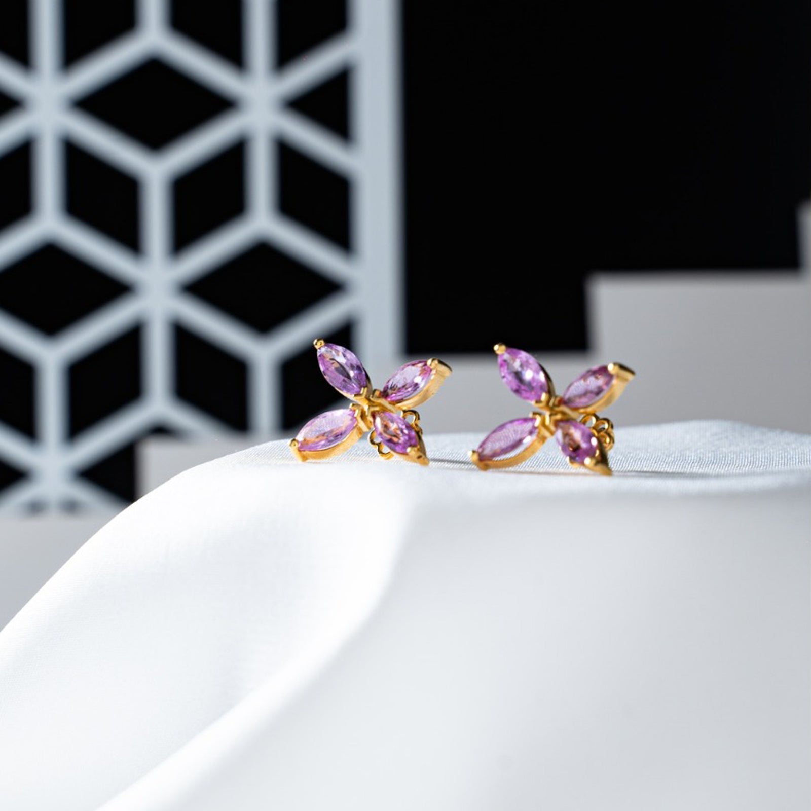 Pink sapphire studs