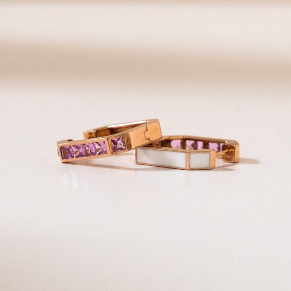Sapphire and enamel hoops