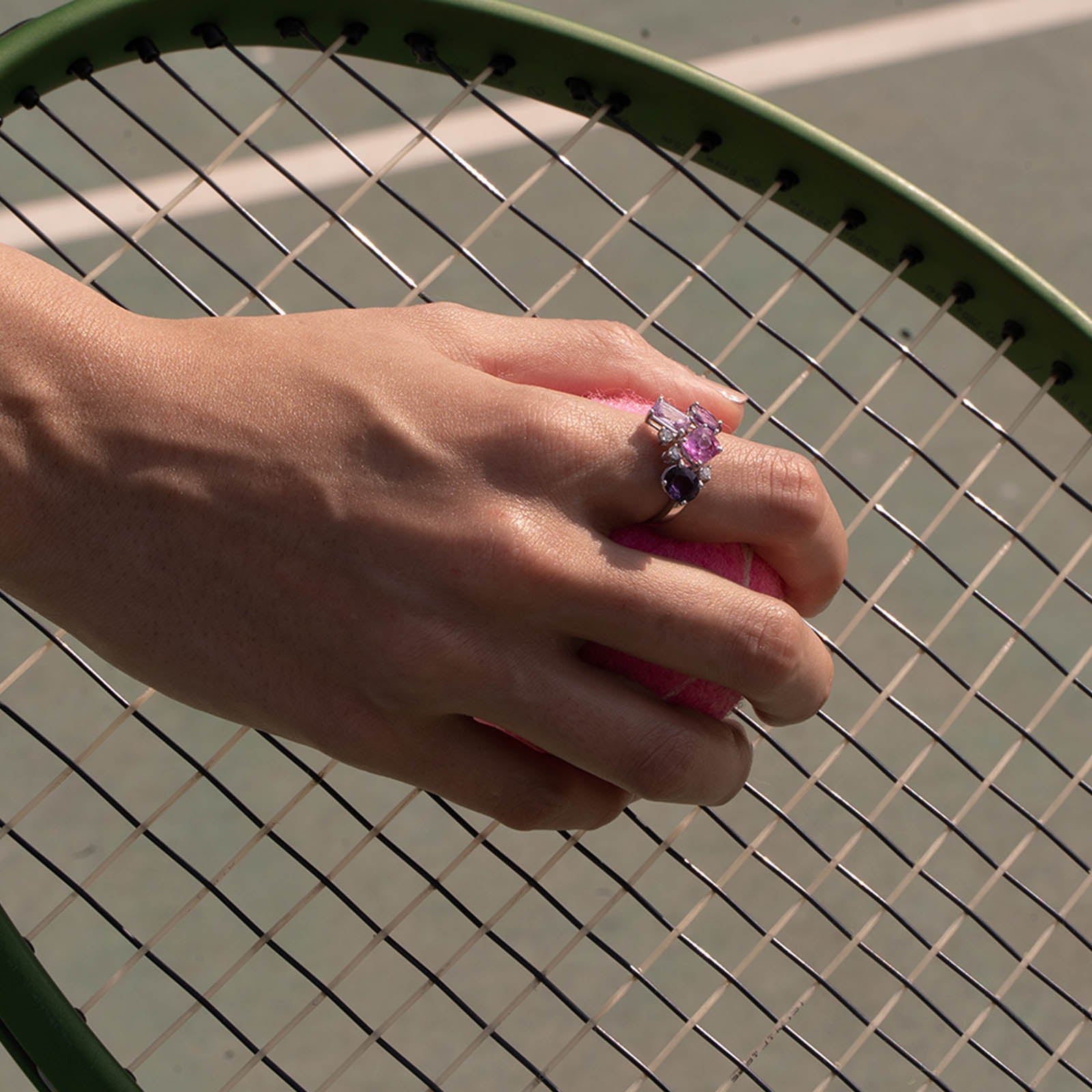 Purple sapphire cluster ring